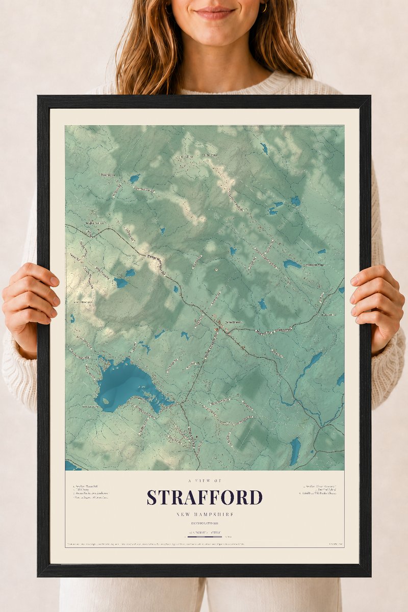NH Current Atlas 2026 | Strafford | 18" x 24" | W/ Black Ayous Wood Frame