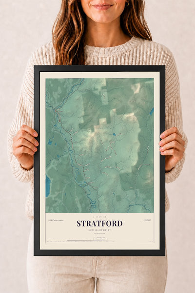 NH Current Atlas 2026 | Stratford | 12" x 18" | W/ Black Ayous Wood Frame
