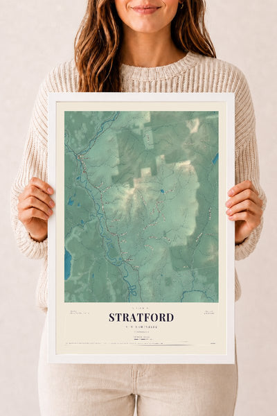 NH Current Atlas 2026 | Stratford | 12" x 18" | W/ White Ayous Wood Frame