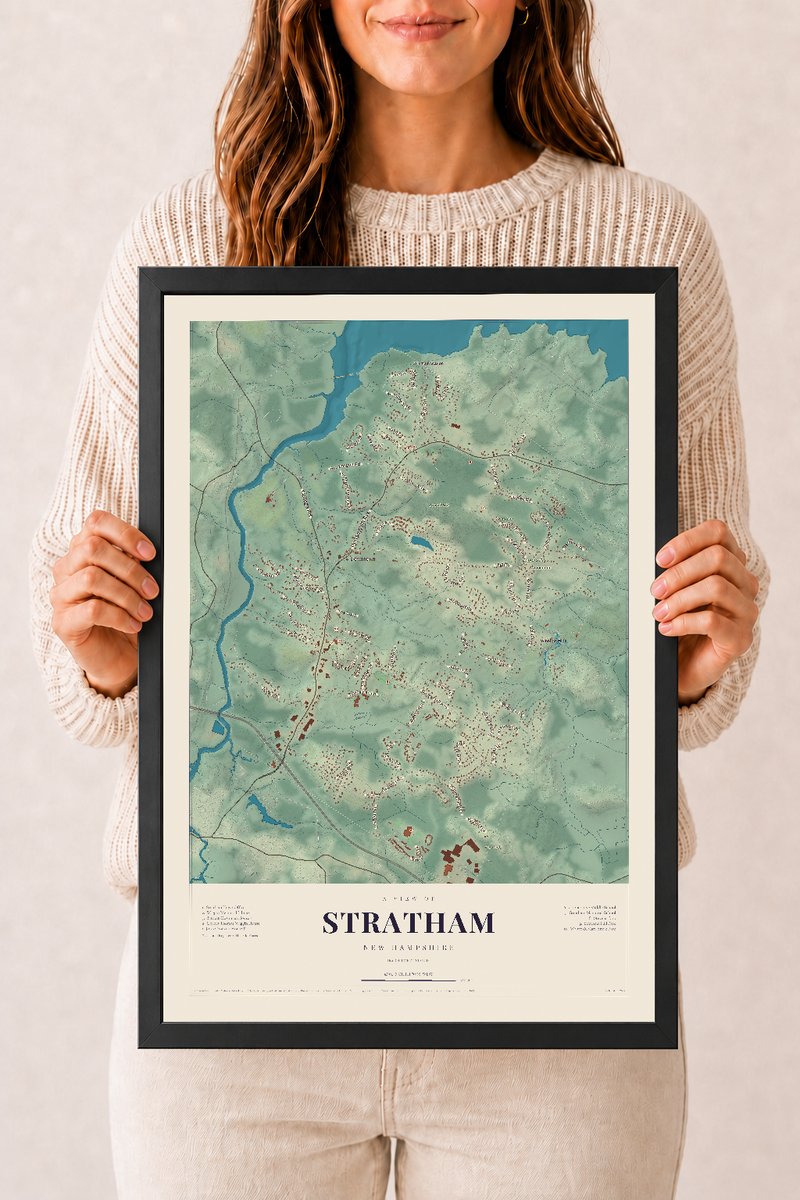 NH Current Atlas 2026 | Stratham | 12" x 18" | W/ Black Ayous Wood Frame