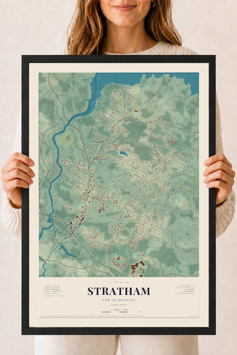 NH Current Atlas 2026 | Stratham | 18" x 24" | W/ Black Ayous Wood Frame