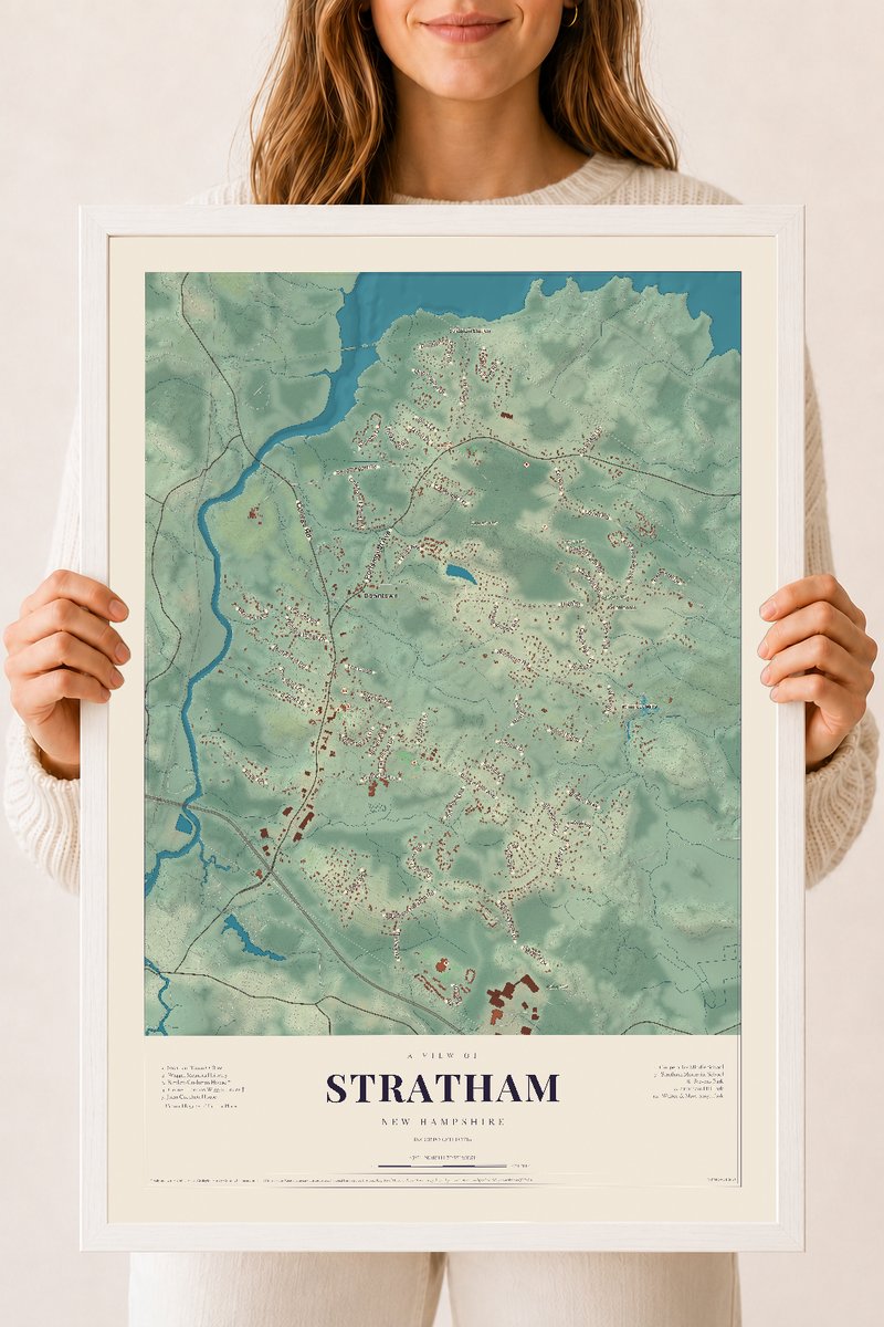 NH Current Atlas 2026 | Stratham | 18" x 24" | W/ White Ayous Wood Frame