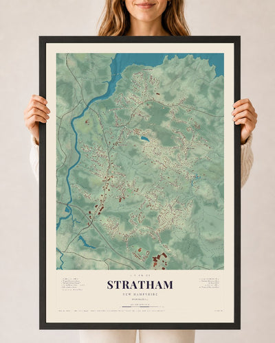 NH Current Atlas 2026 | Stratham | 24" x 36" | W/ Black Ayous Wood Frame