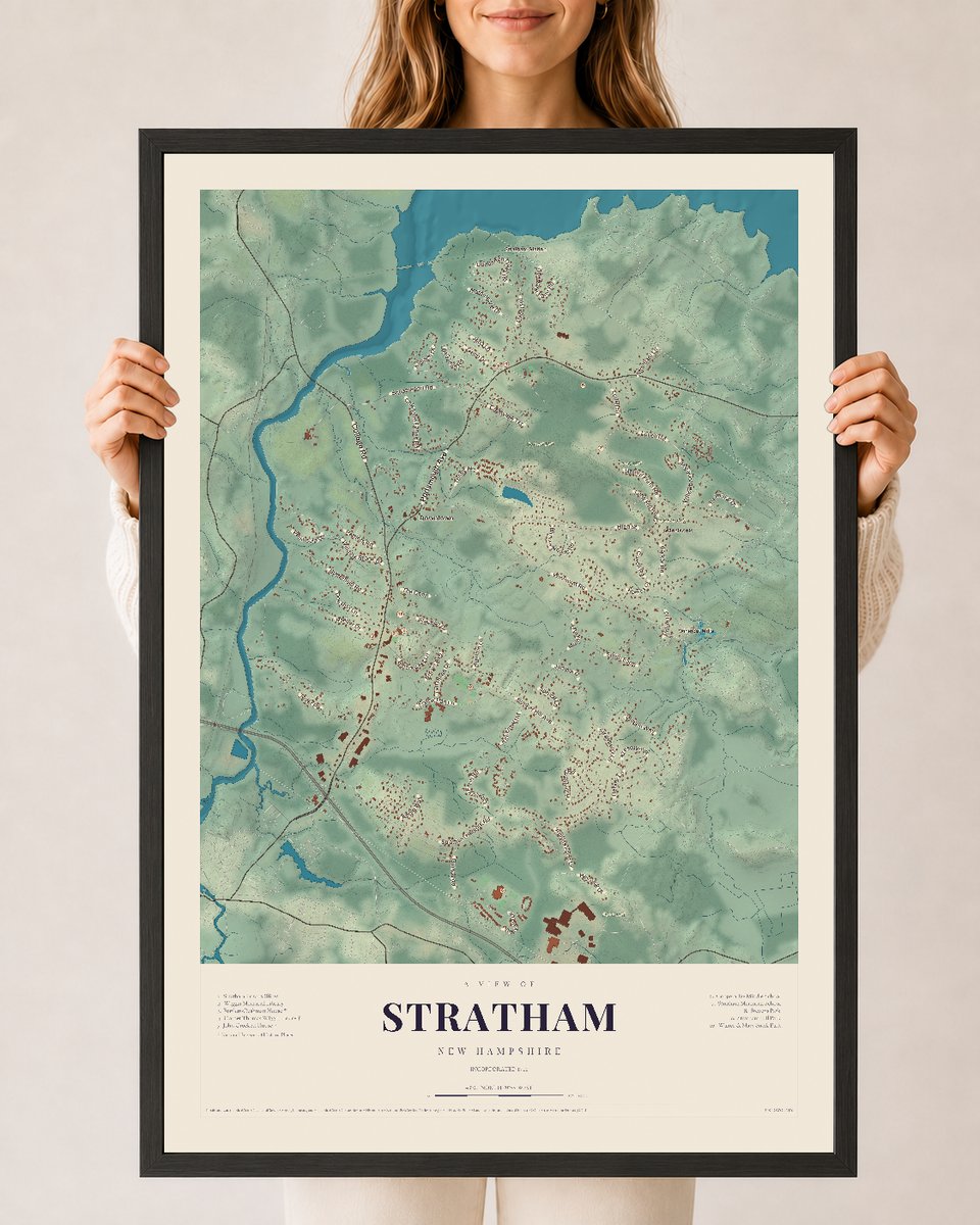 NH Current Atlas 2026 | Stratham | 24" x 36" | W/ Black Ayous Wood Frame