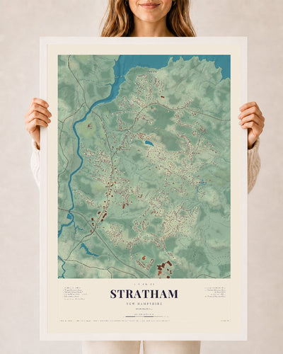 NH Current Atlas 2026 | Stratham | 24" x 36" | W/ White Ayous Wood Frame
