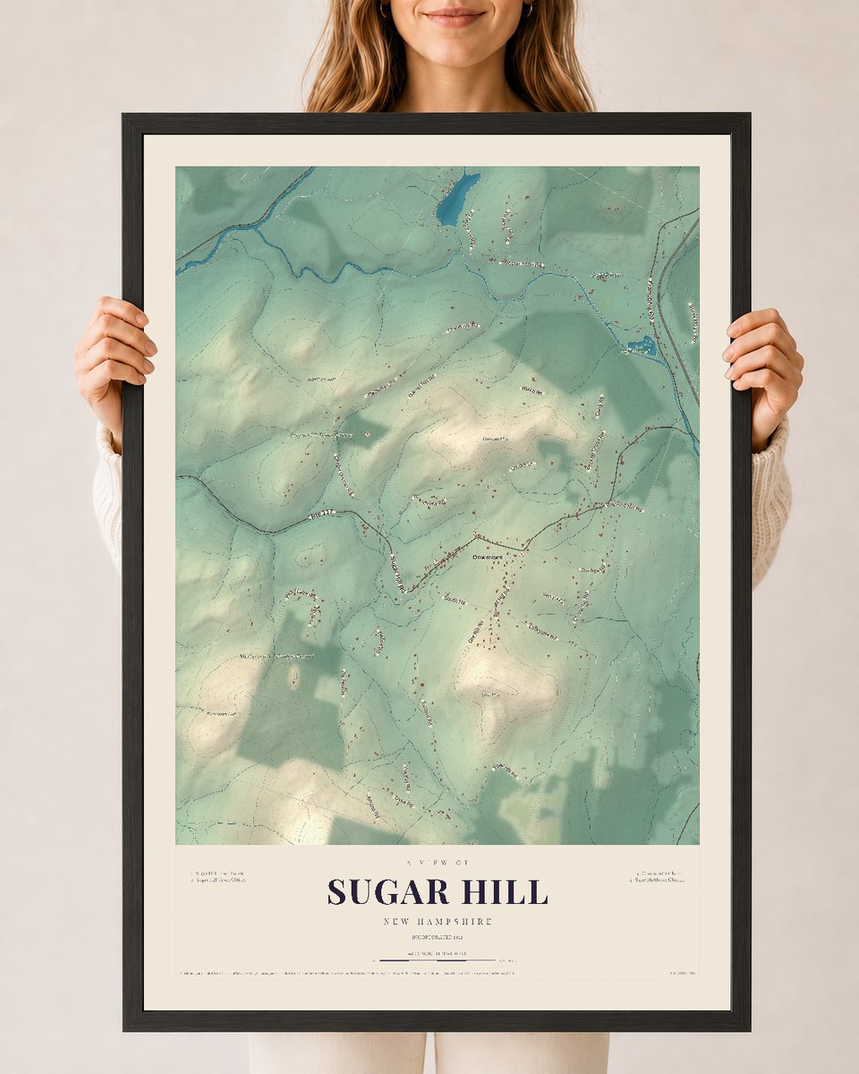NH Current Atlas 2026 | Sugar Hill | 24" x 36" | W/ Black Ayous Wood Frame