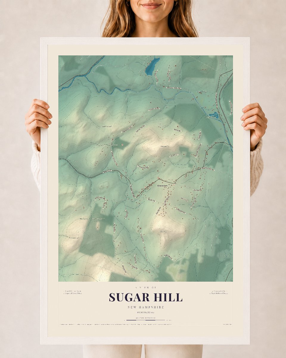 NH Current Atlas 2026 | Sugar Hill | 24" x 36" | W/ White Ayous Wood Frame