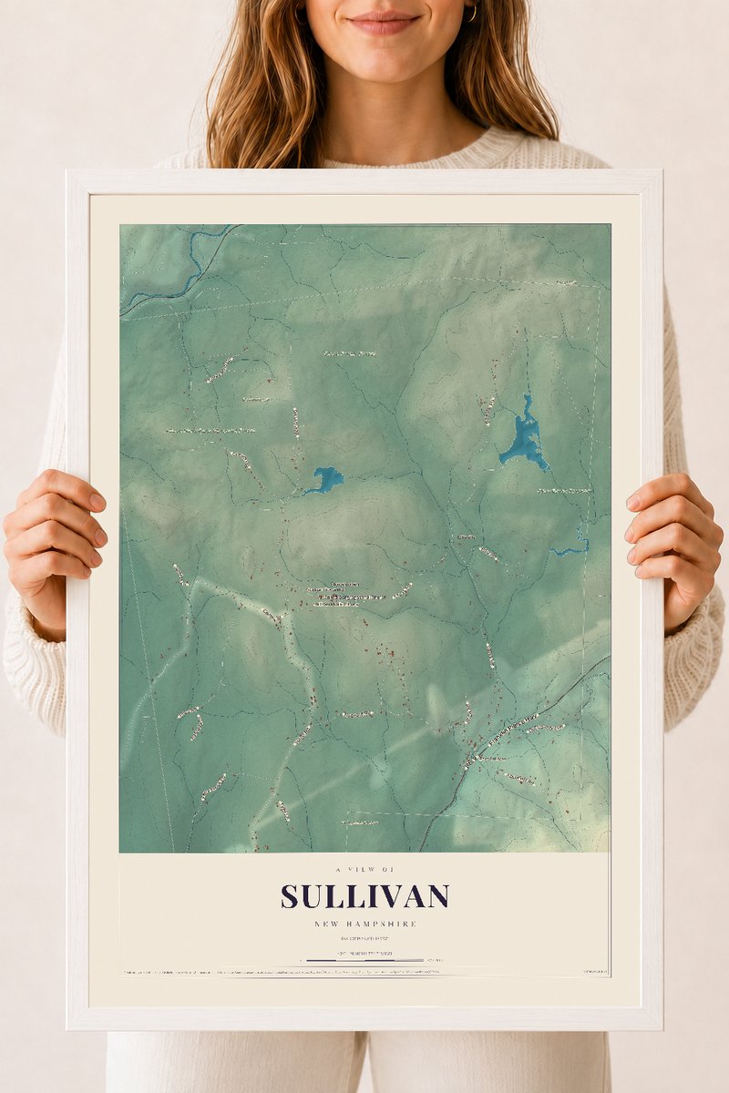NH Current Atlas 2026 | Sullivan | 18" x 24" | W/ White Ayous Wood Frame
