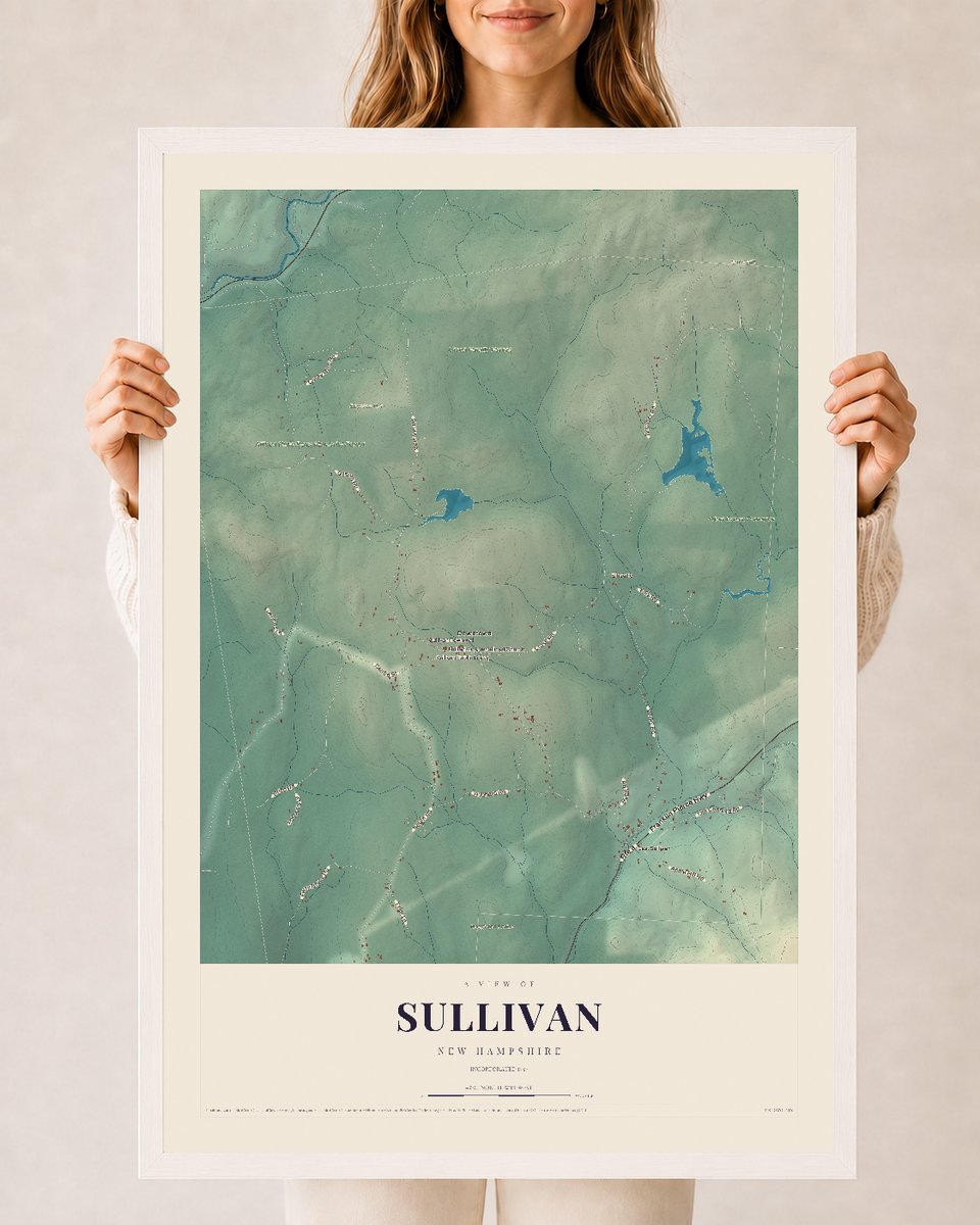 NH Current Atlas 2026 | Sullivan | 24" x 36" | W/ White Ayous Wood Frame