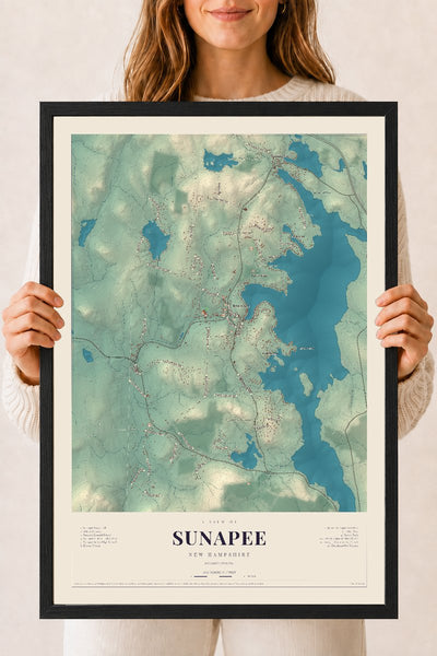NH Current Atlas 2026 | Sunapee | 18" x 24" | W/ Black Ayous Wood Frame