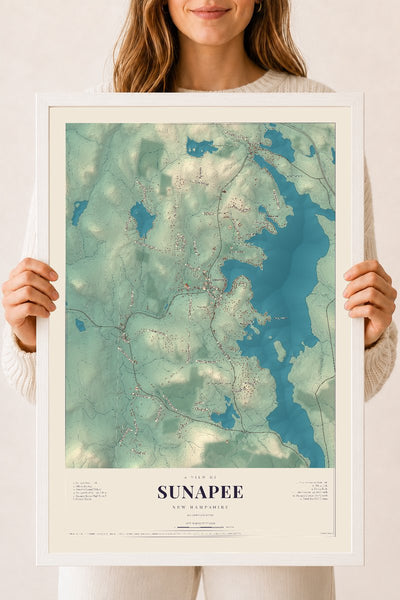 NH Current Atlas 2026 | Sunapee | 18" x 24" | W/ White Ayous Wood Frame