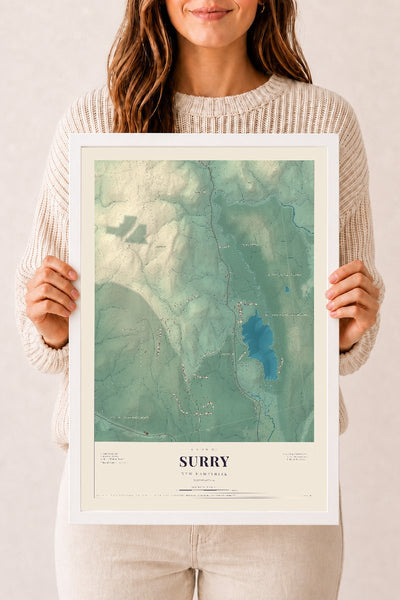 NH Current Atlas 2026 | Surry | 12" x 18" | W/ White Ayous Wood Frame