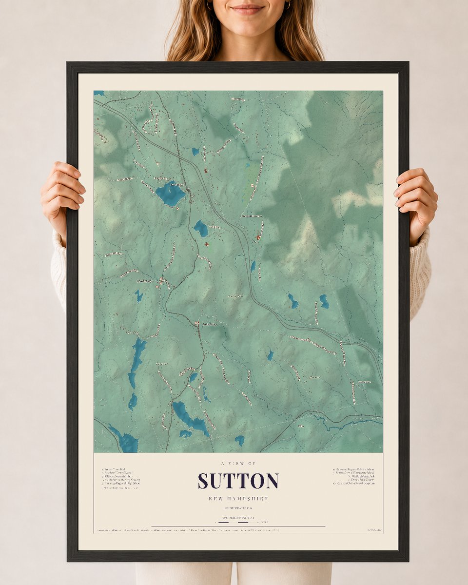 NH Current Atlas 2026 | Sutton | 24" x 36" | W/ Black Ayous Wood Frame
