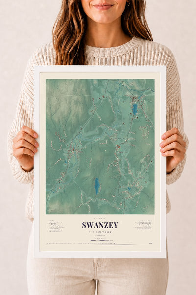 NH Current Atlas 2026 | Swanzey | 12" x 18" | W/ White Ayous Wood Frame
