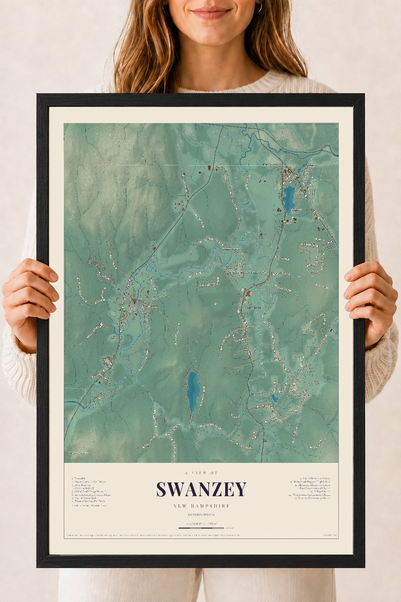 NH Current Atlas 2026 | Swanzey | 18" x 24" | W/ Black Ayous Wood Frame