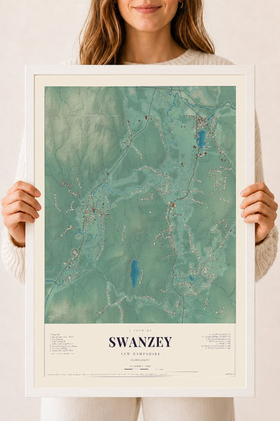 NH Current Atlas 2026 | Swanzey | 18" x 24" | W/ White Ayous Wood Frame