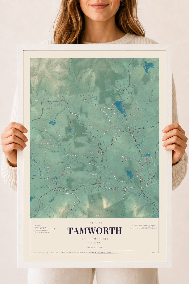 NH Current Atlas 2026 | Tamworth | 18" x 24" | W/ White Ayous Wood Frame