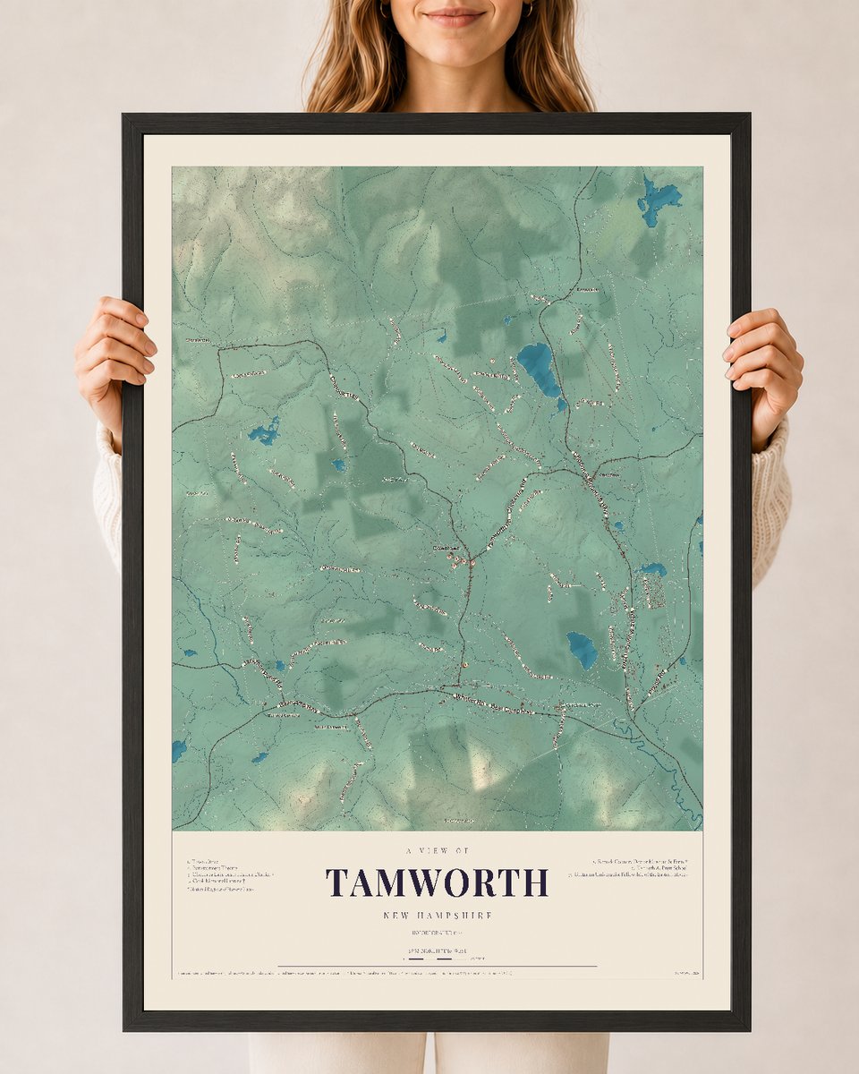 NH Current Atlas 2026 | Tamworth | 24" x 36" | W/ Black Ayous Wood Frame