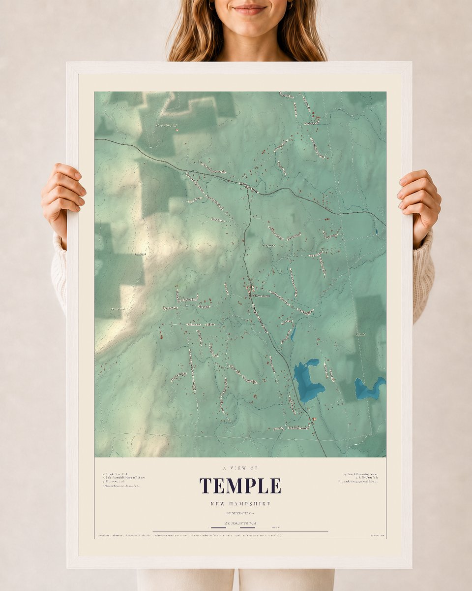 NH Current Atlas 2026 | Temple | 24" x 36" | W/ White Ayous Wood Frame