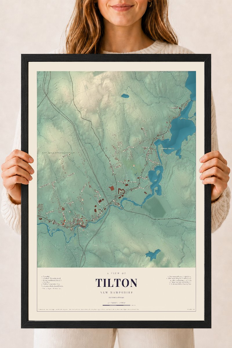 NH Current Atlas 2026 | Tilton | 18" x 24" | W/ Black Ayous Wood Frame