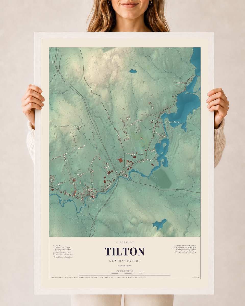 NH Current Atlas 2026 | Tilton | 24" x 36" | W/ White Ayous Wood Frame