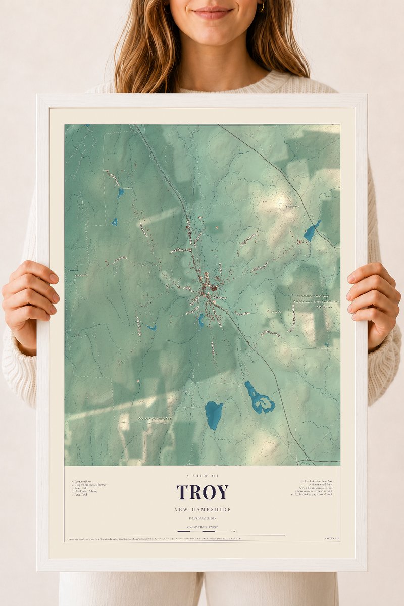 NH Current Atlas 2026 | Troy | 18" x 24" | W/ White Ayous Wood Frame