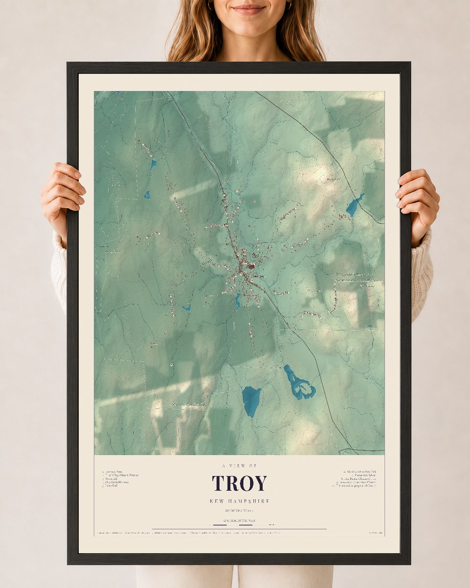 NH Current Atlas 2026 | Troy | 24" x 36" | W/ Black Ayous Wood Frame