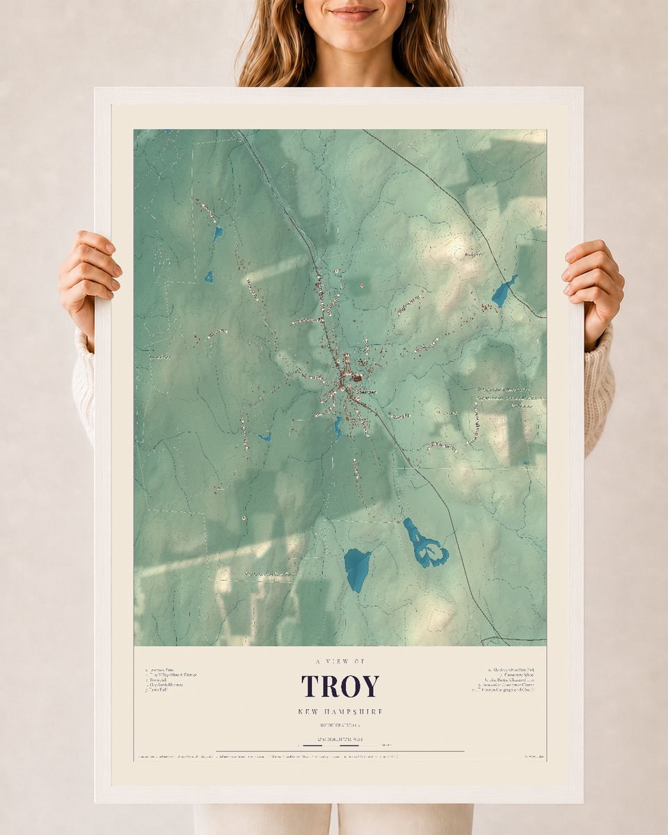 NH Current Atlas 2026 | Troy | 24" x 36" | W/ White Ayous Wood Frame