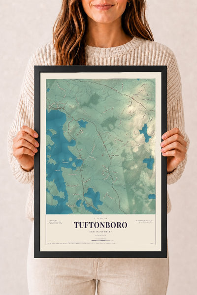 NH Current Atlas 2026 | Tuftonboro | 12" x 18" | W/ Black Ayous Wood Frame