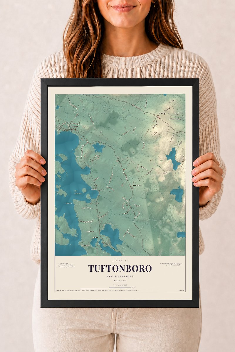 NH Current Atlas 2026 | Tuftonboro | 12" x 18" | W/ Black Ayous Wood Frame