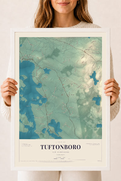 NH Current Atlas 2026 | Tuftonboro | 18" x 24" | W/ White Ayous Wood Frame