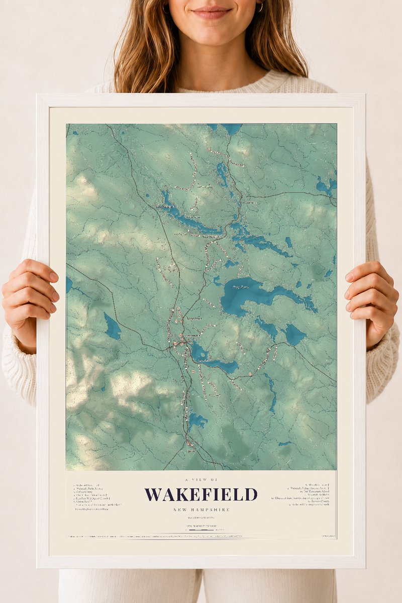 NH Current Atlas 2026 | Wakefield | 18" x 24" | W/ White Ayous Wood Frame
