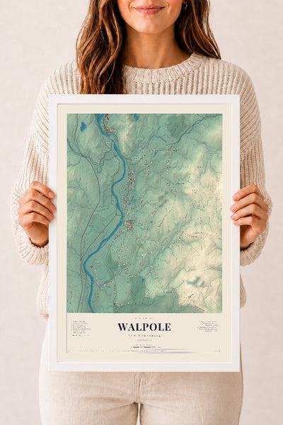 NH Current Atlas 2026 | Walpole | 12" x 18" | W/ White Ayous Wood Frame
