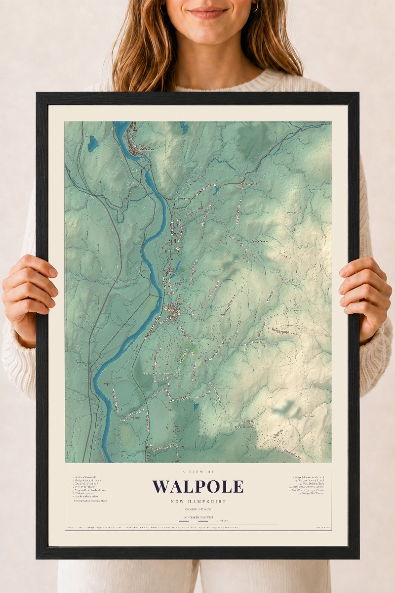 NH Current Atlas 2026 | Walpole | 18" x 24" | W/ Black Ayous Wood Frame