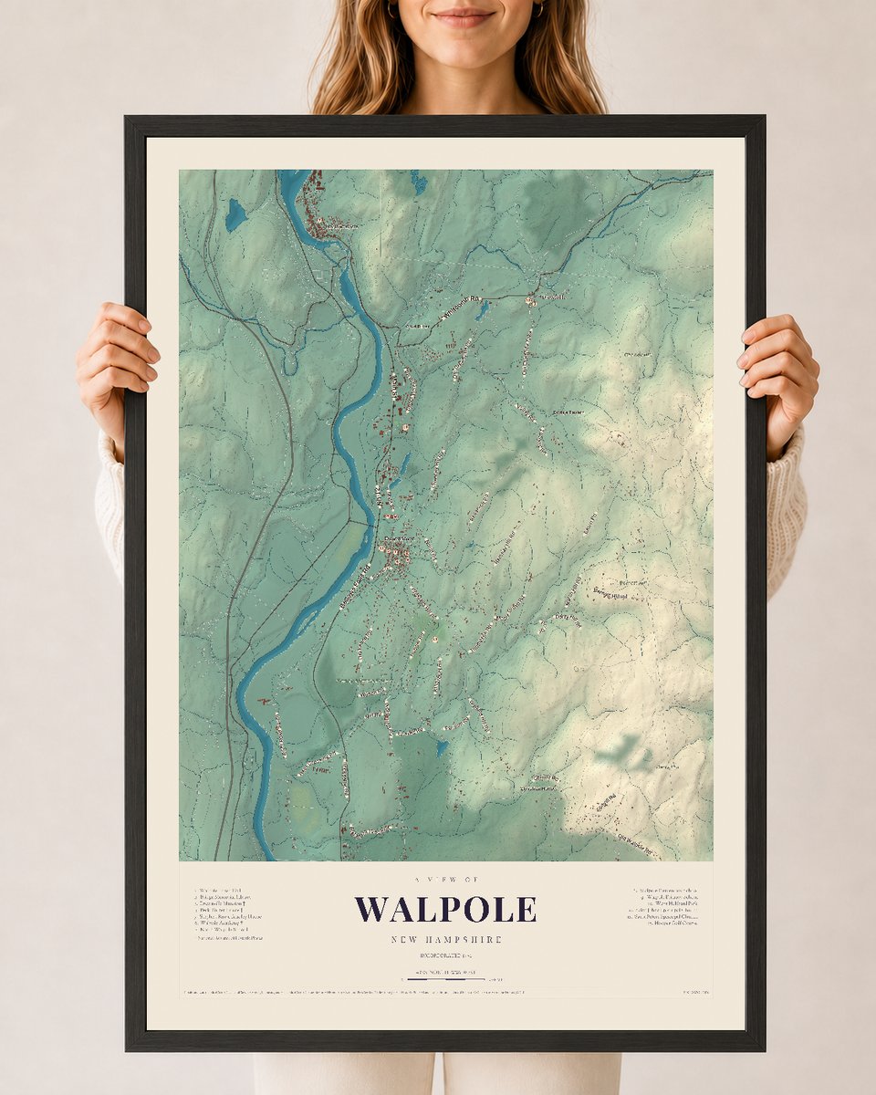NH Current Atlas 2026 | Walpole | 24" x 36" | W/ Black Ayous Wood Frame