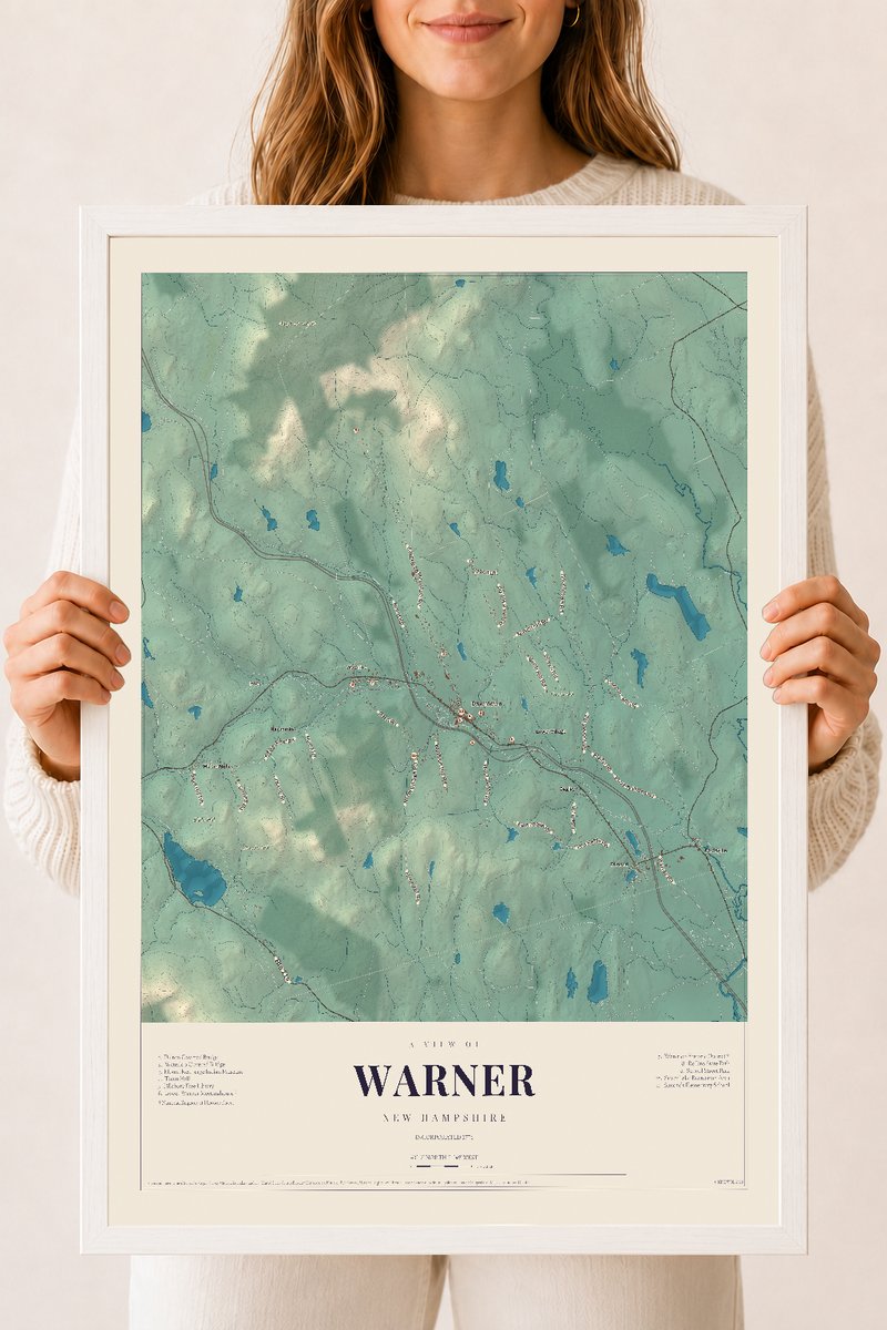 NH Current Atlas 2026 | Warner | 18" x 24" | W/ White Ayous Wood Frame