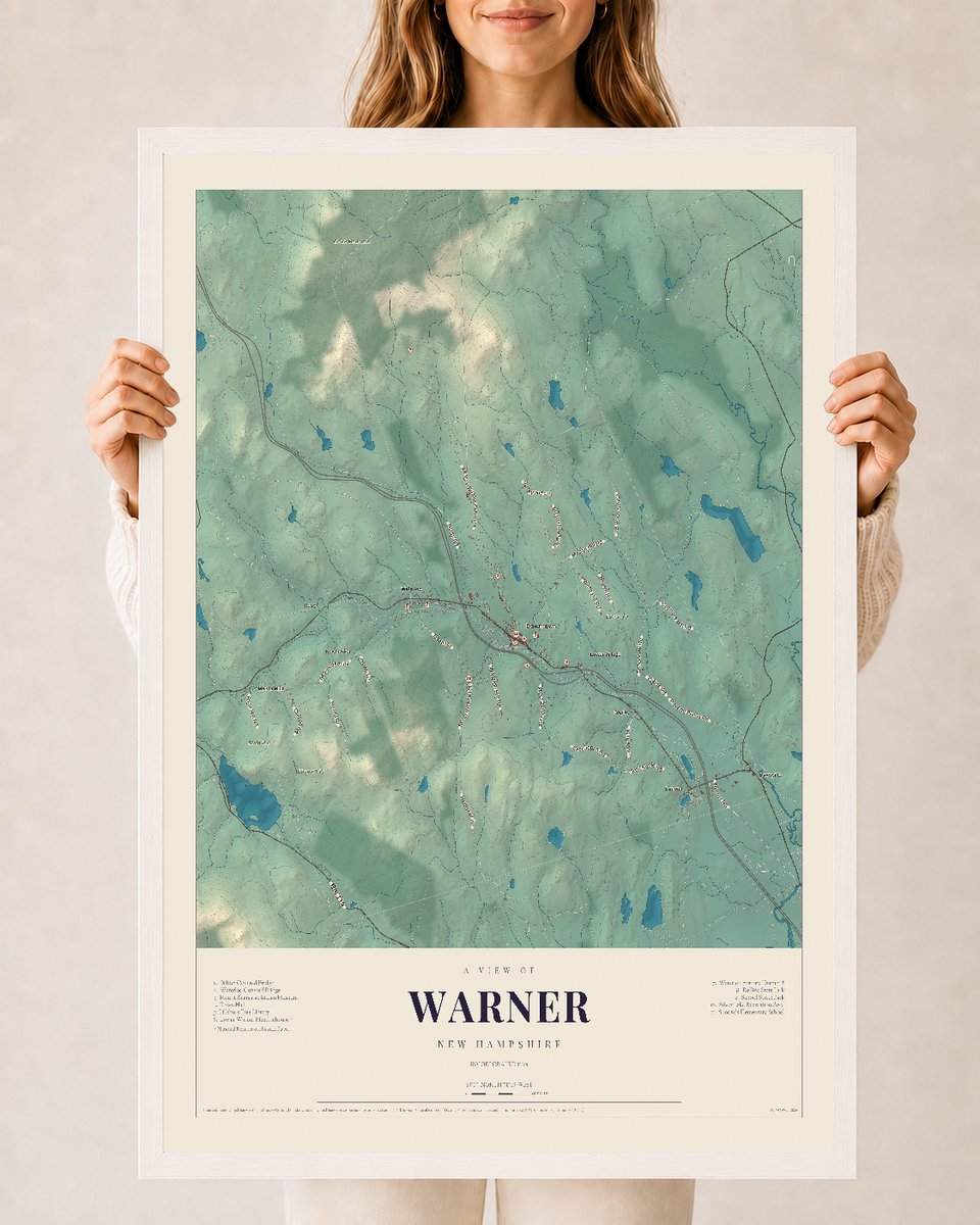 NH Current Atlas 2026 | Warner | 24" x 36" | W/ White Ayous Wood Frame