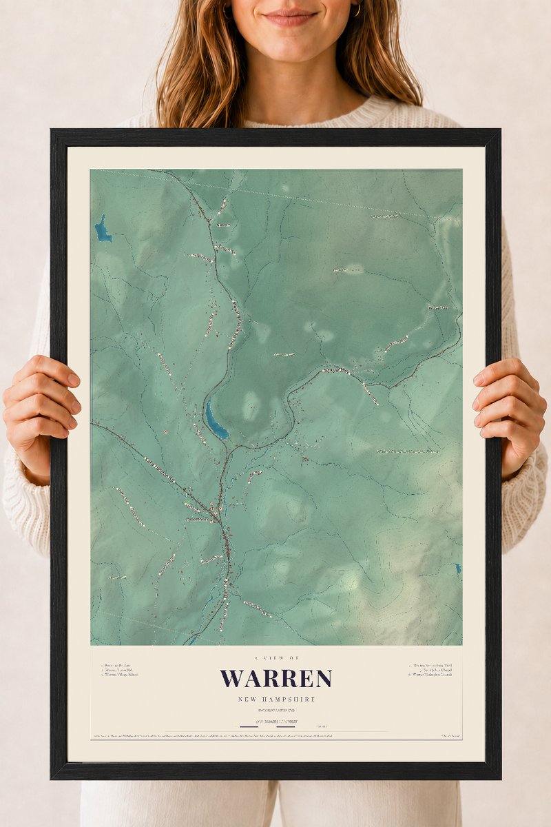 NH Current Atlas 2026 | Warren | 18" x 24" | W/ Black Ayous Wood Frame