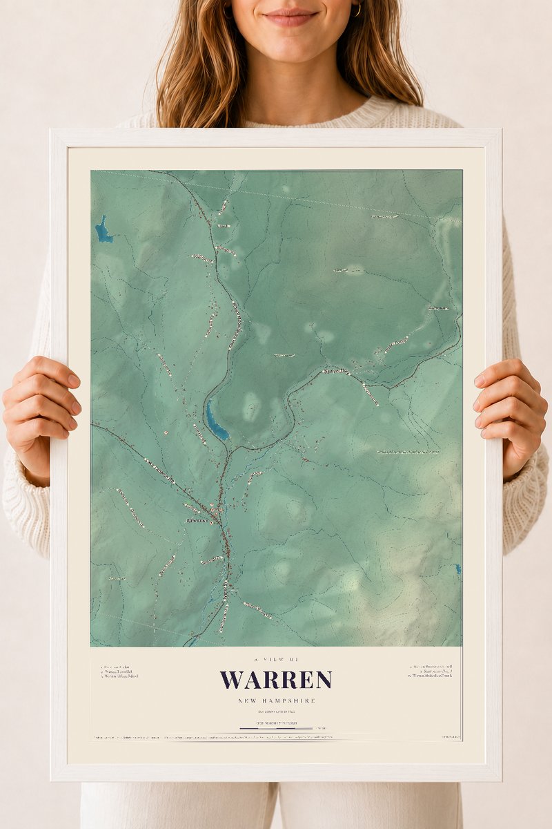 NH Current Atlas 2026 | Warren | 18" x 24" | W/ White Ayous Wood Frame
