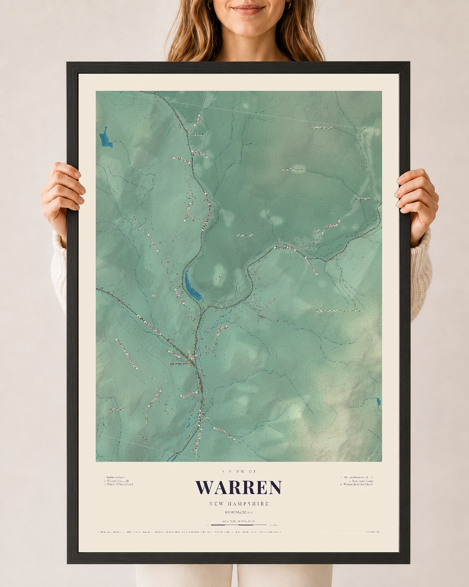NH Current Atlas 2026 | Warren | 24" x 36" | W/ Black Ayous Wood Frame