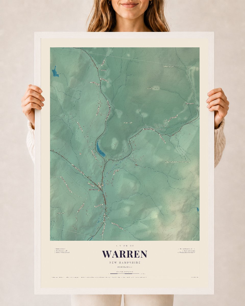 NH Current Atlas 2026 | Warren | 24" x 36" | W/ White Ayous Wood Frame