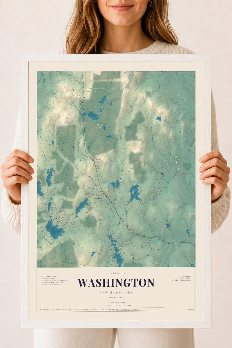 NH Current Atlas 2026 | Washington | 18" x 24" | W/ White Ayous Wood Frame