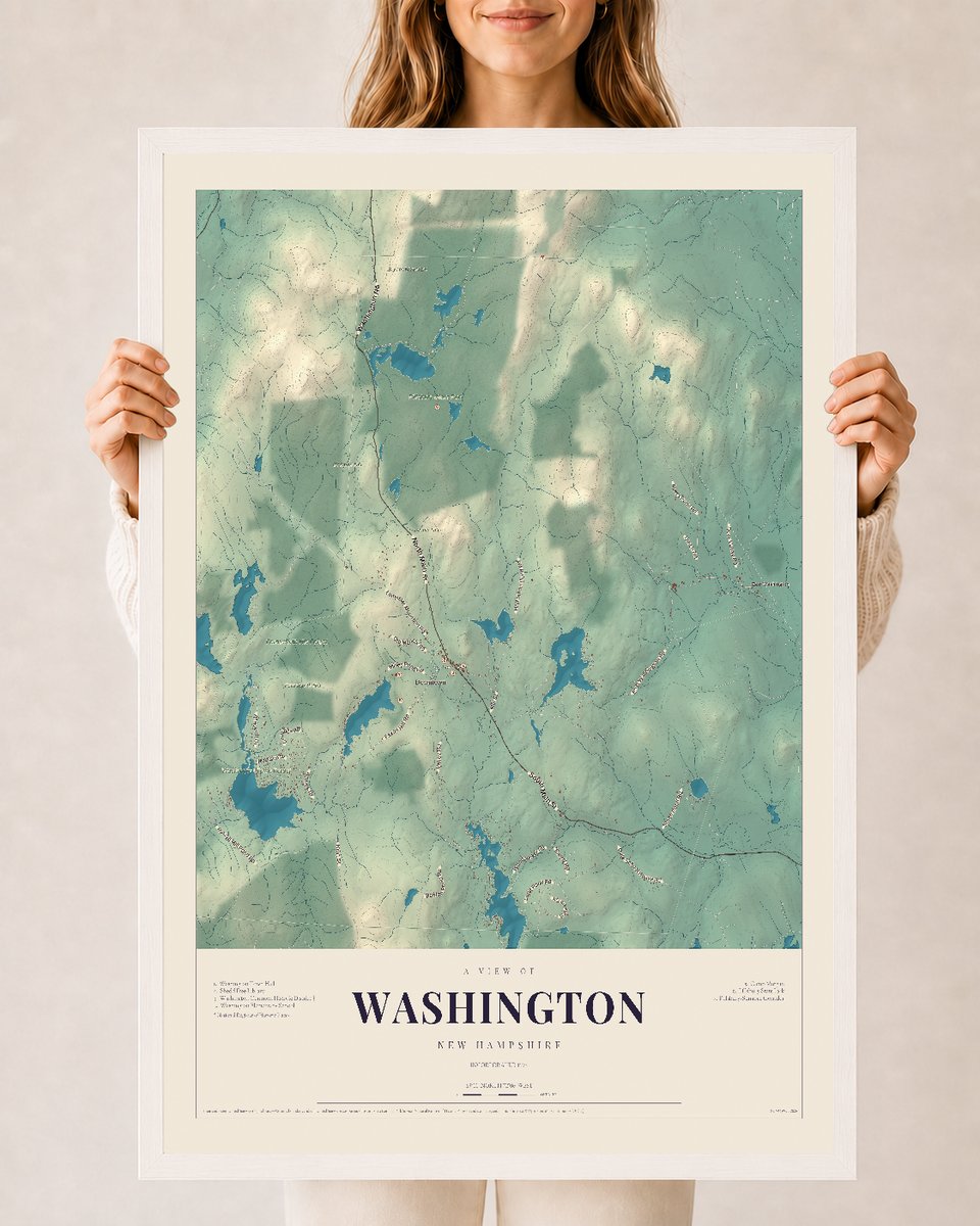NH Current Atlas 2026 | Washington | 24" x 36" | W/ White Ayous Wood Frame
