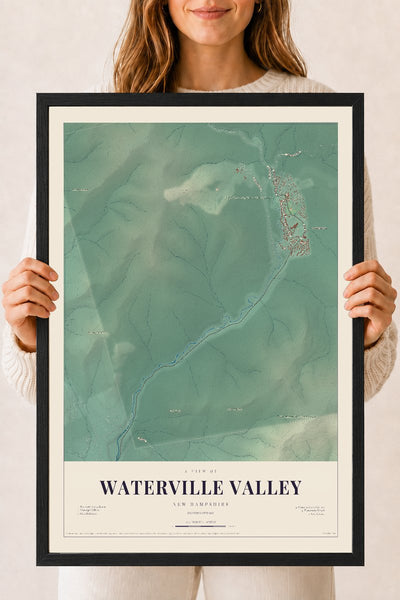 NH Current Atlas 2026 | Waterville Valley | 18" x 24" | W/ Black Ayous Wood Frame