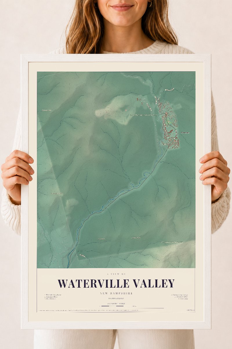 NH Current Atlas 2026 | Waterville Valley | 18" x 24" | W/ White Ayous Wood Frame
