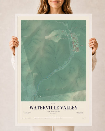 NH Current Atlas 2026 | Waterville Valley | 24" x 36" | W/ White Ayous Wood Frame