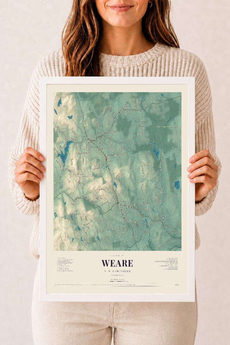 NH Current Atlas 2026 | Weare | 12" x 18" | W/ White Ayous Wood Frame