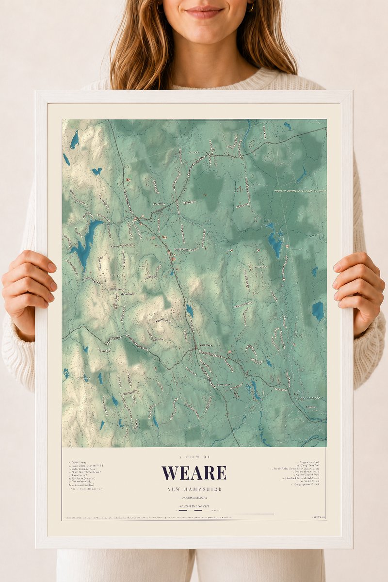 NH Current Atlas 2026 | Weare | 18" x 24" | W/ White Ayous Wood Frame