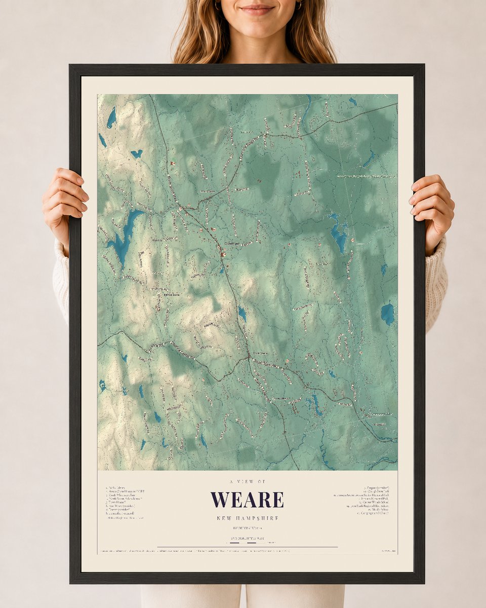 NH Current Atlas 2026 | Weare | 24" x 36" | W/ Black Ayous Wood Frame