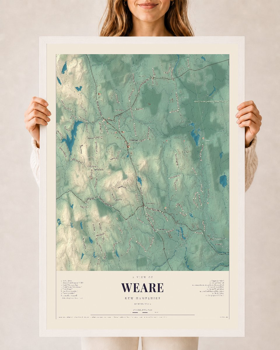 NH Current Atlas 2026 | Weare | 24" x 36" | W/ White Ayous Wood Frame